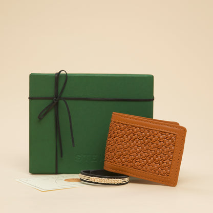 Luxe Loom: Ethical Leather Accessory Gift Box (Tan)